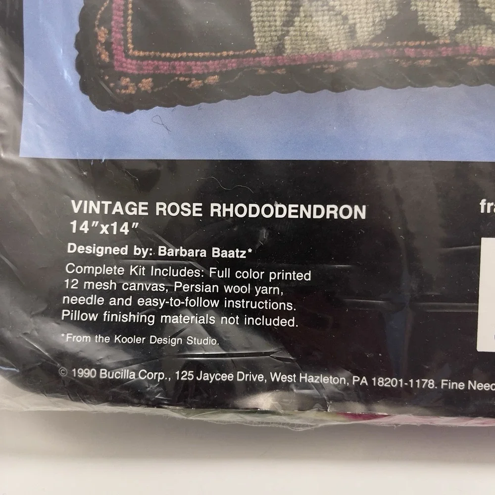 Bucilla Needlepoint Picture/Pillow Kit 1990 Vintage Rose Rhododendron 4650‎ NEW